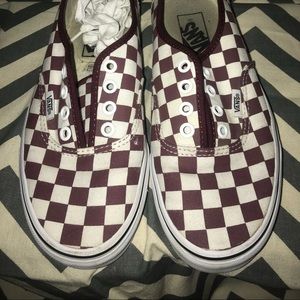 Maroon checkered Vans